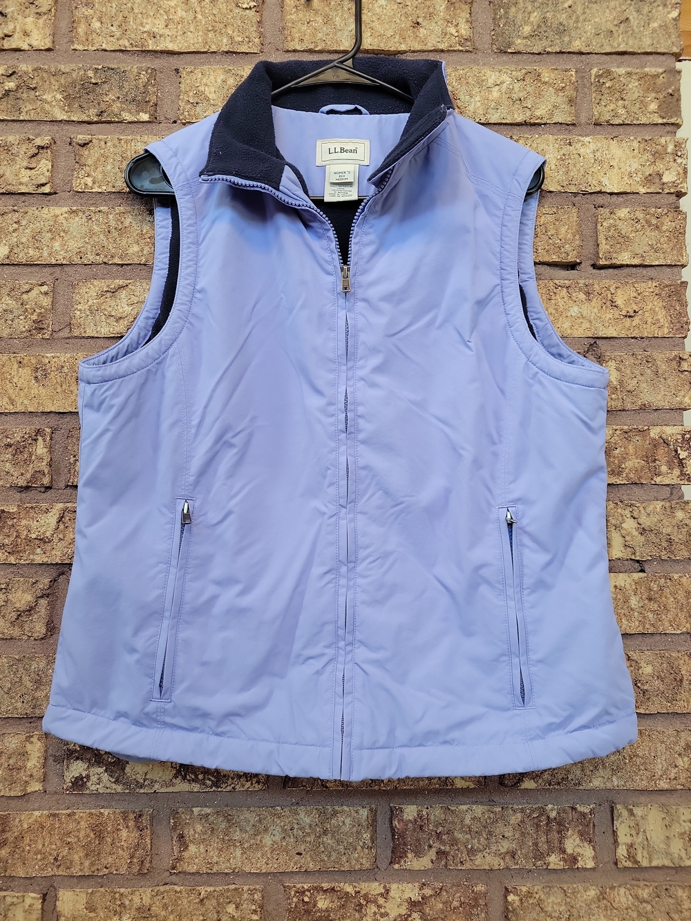 L.L.Bean Fleece Lined Full Zip Vest Nylon Outdoor Size Medium